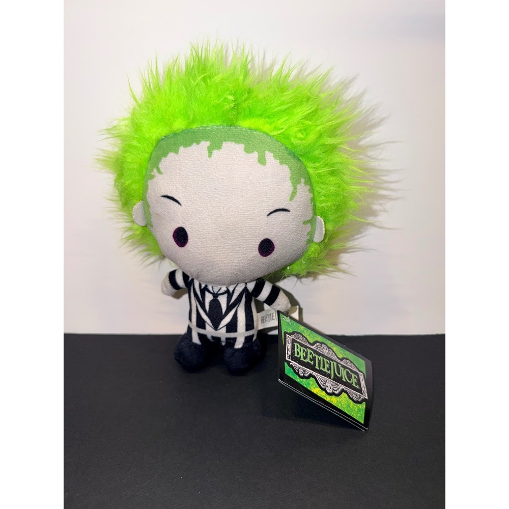 Beetlejuice 7" Plush Toy Factory Neon Green Hair Striped Suit New 2024 No Mouth